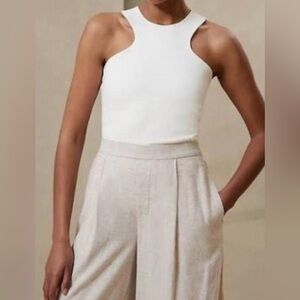 Banana Republic White Ponte Racer Top